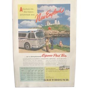 Vintage 1955 Greyhound New England Ad Advertisement